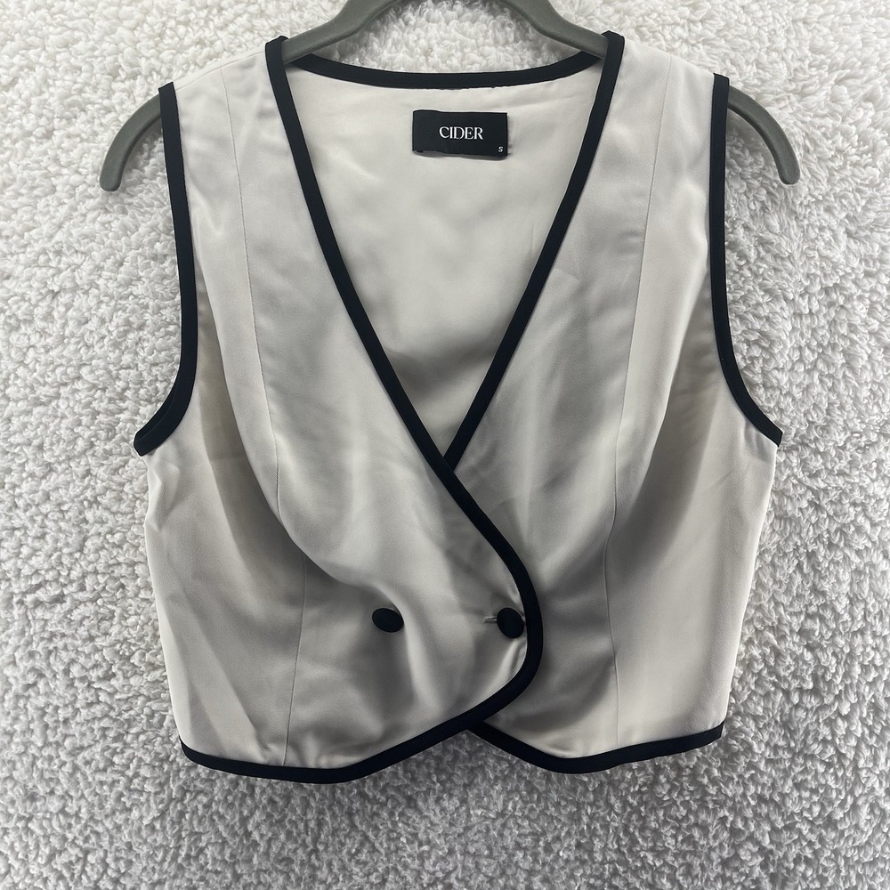 Women's Double-Breasted Cropped Vest Size Small Quiet Luxury Old Money Boss Babe